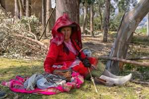 Local Lady knitting Peru